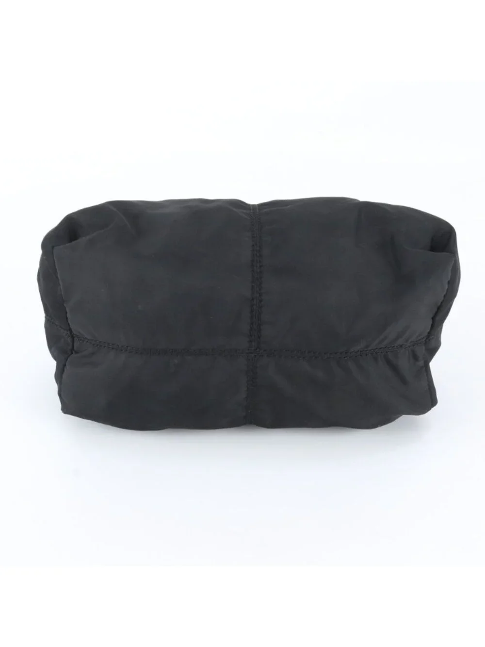 Prada Tessuto Nylon Triangle Logo Leather Tote Shoulder Hand Black